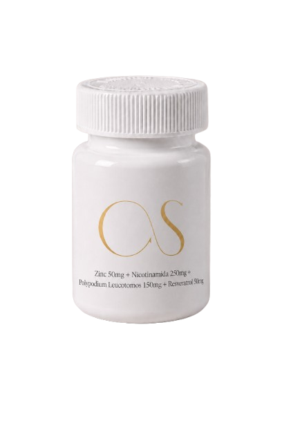 Zinc 50mg + Nicotinamida 250mg + Polypodium Leucotomos 150mg + Resveratrol 50mg